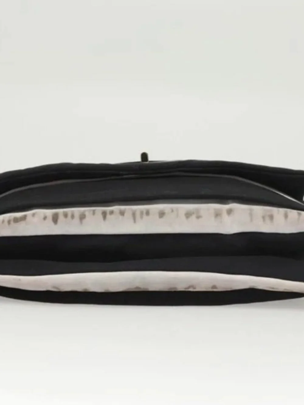 CHANEL Chain Shoulder Bag Nylon Black Silver CC Auth 125969